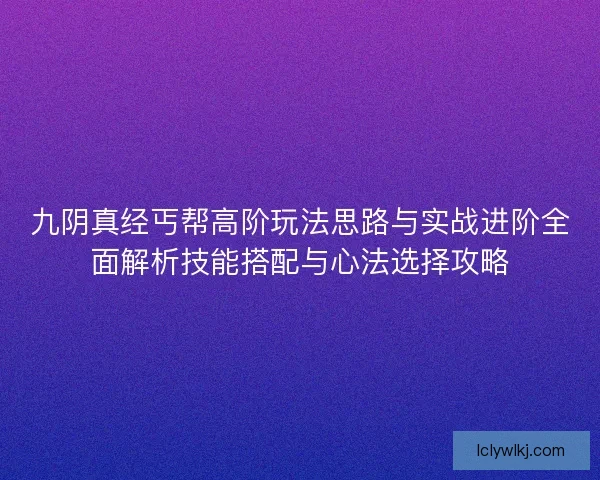 九阴真经丐帮高阶玩法思路与实战进阶全面解析技能搭配与心法选择攻略